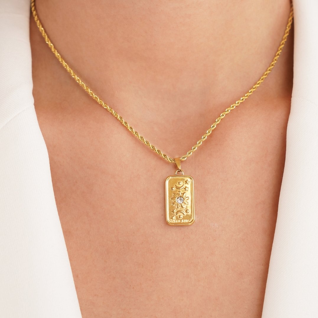 Ketting met 'The Sun' Tarot Kaart Hanger