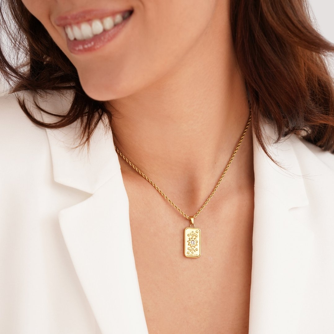 Ketting met 'The Sun' Tarot Kaart Hanger