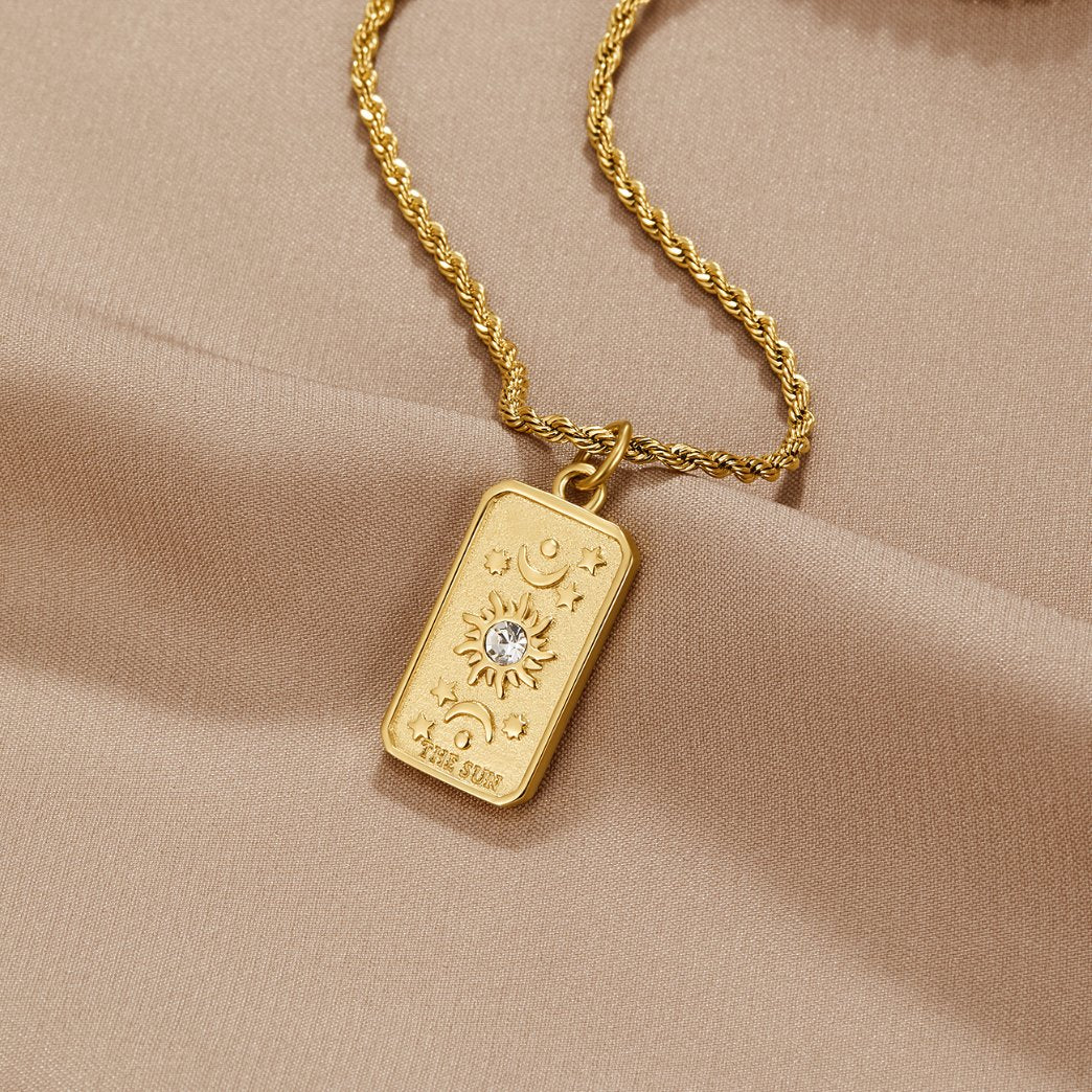 Ketting met 'The Sun' Tarot Kaart Hanger