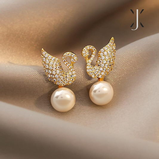 Zwaan Zirconia Parel Oorbellen