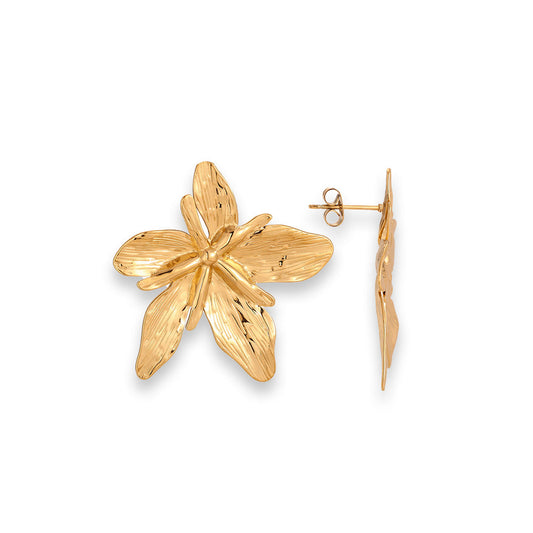 Flora Oorbellen - Goud / Messing - Elegant, Bloemmotief, Verfijnd