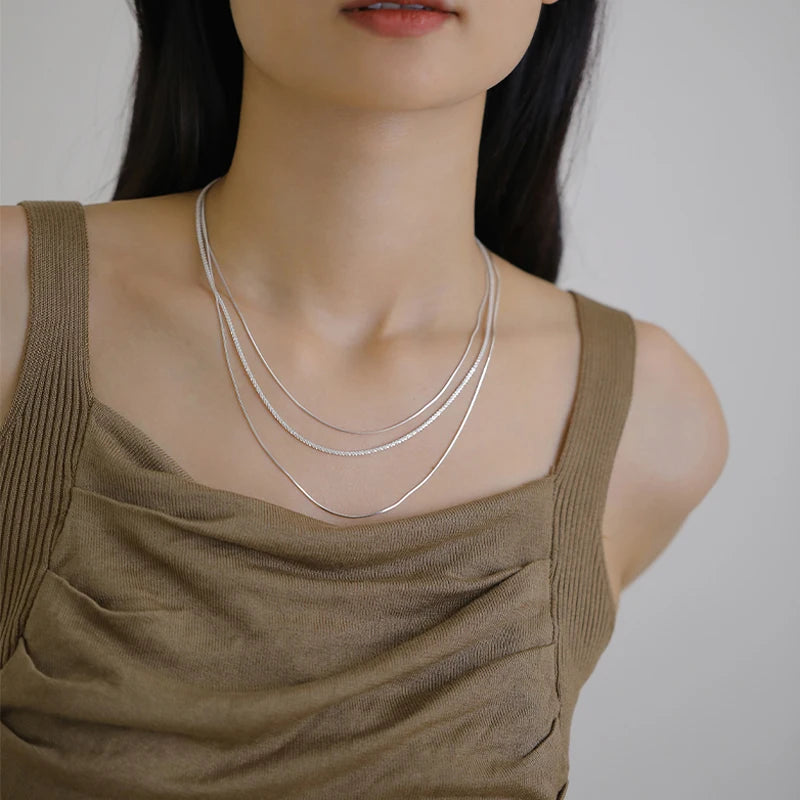 Zilveren Gelaagde Ketting