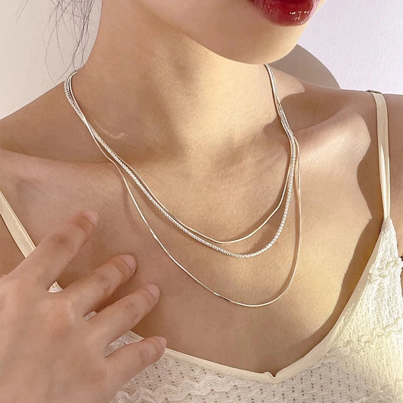 Zilveren Gelaagde Ketting