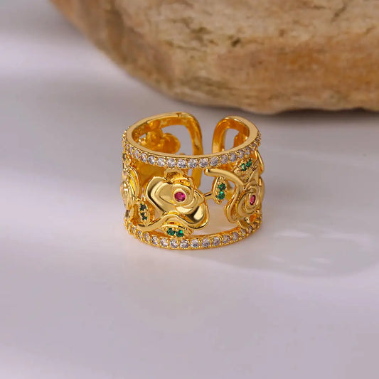 Mini Zirkoon Bloemenring - Subtiel & Verfijnd - Elegante Bloemdesign