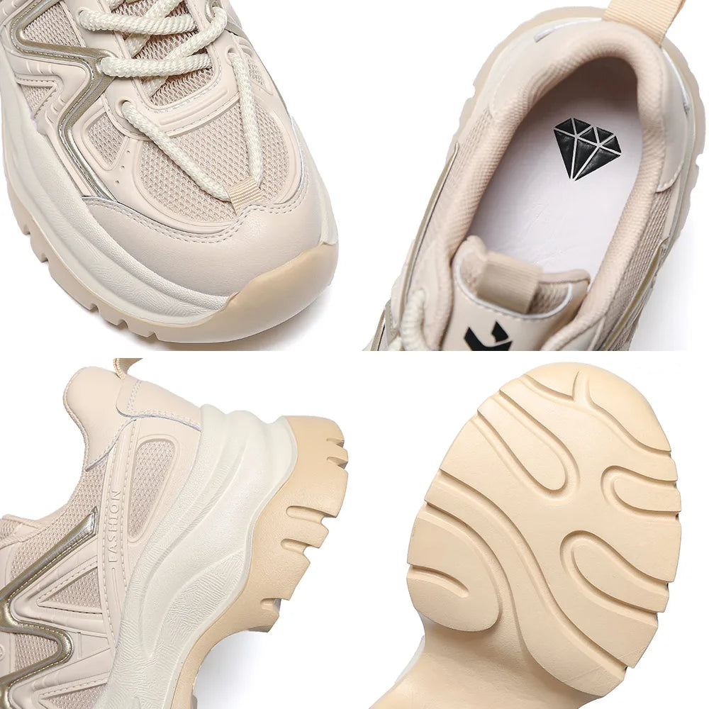 SOMILISS - Ademend zwart chunky sneakers dames-5