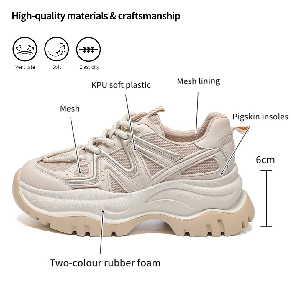 SOMILISS - Ademend zwart chunky sneakers dames-4