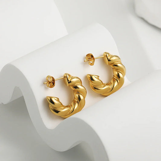 Gedraaide C-vormige Hoepeloorbellen - Goud / Metaal