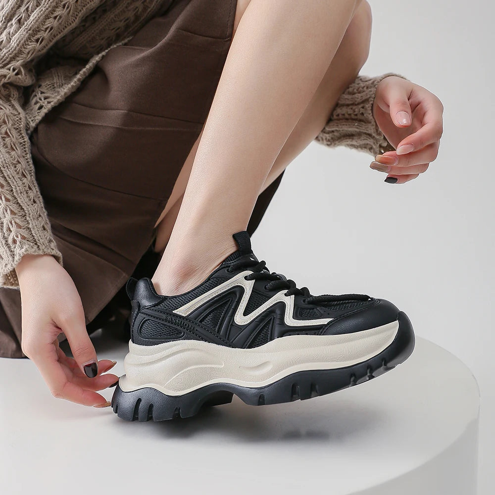 SOMILISS - Ademend zwart chunky sneakers dames-3