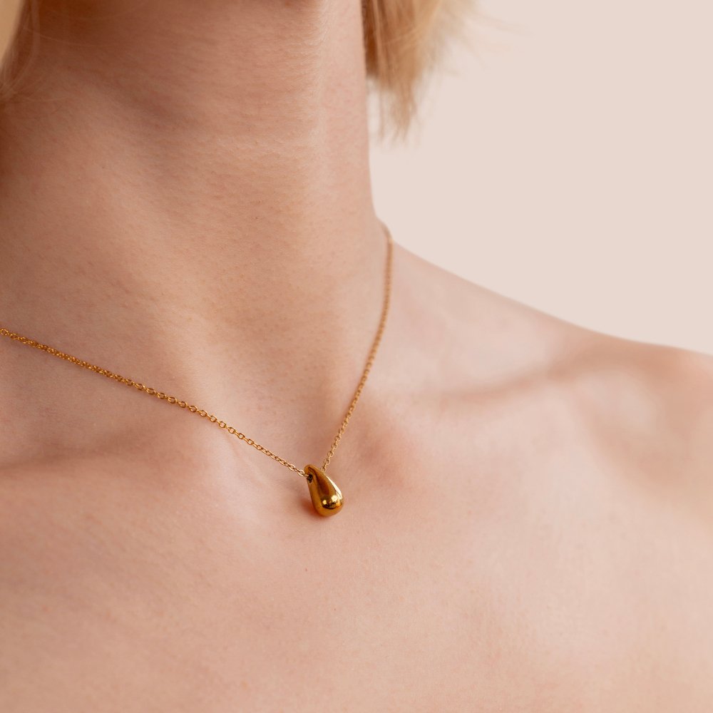 Teardrop Ketting - Roestvrij Staal Met 18-Karaats Goudlaag - Stijlvol Tijdloos Hypoallergeen