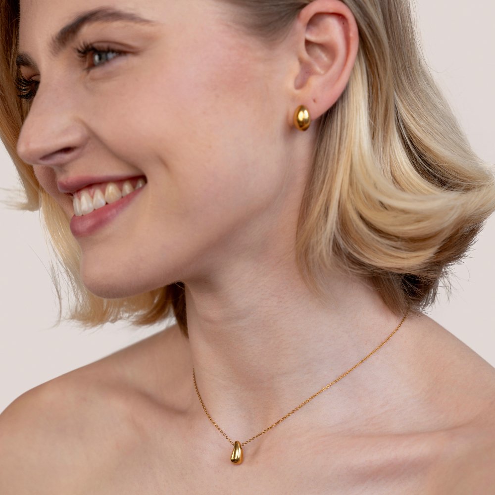 Teardrop Ketting - Roestvrij Staal Met 18-Karaats Goudlaag - Stijlvol Tijdloos Hypoallergeen