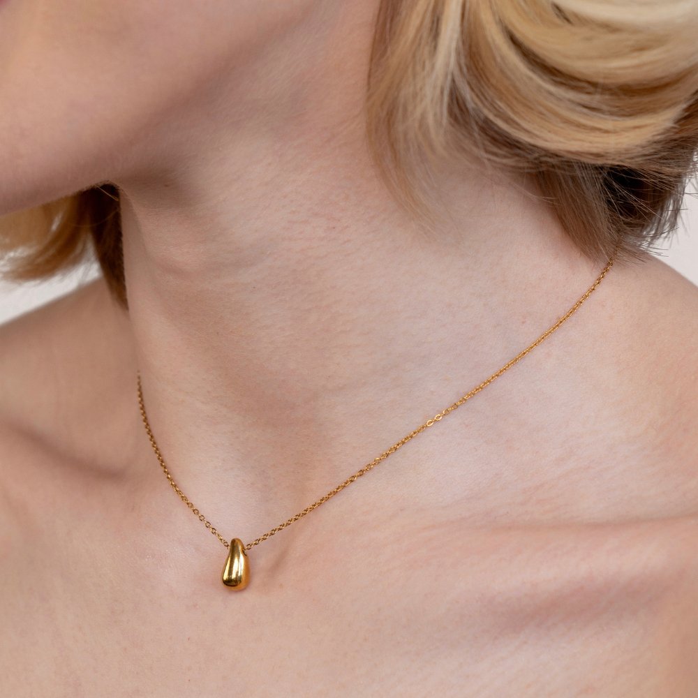 Teardrop Ketting - Roestvrij Staal Met 18-Karaats Goudlaag - Stijlvol Tijdloos Hypoallergeen