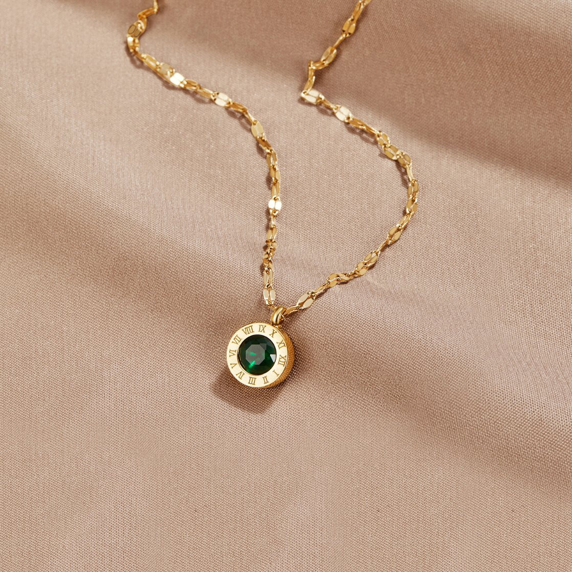 Athena Ketting met Groene Kristal
