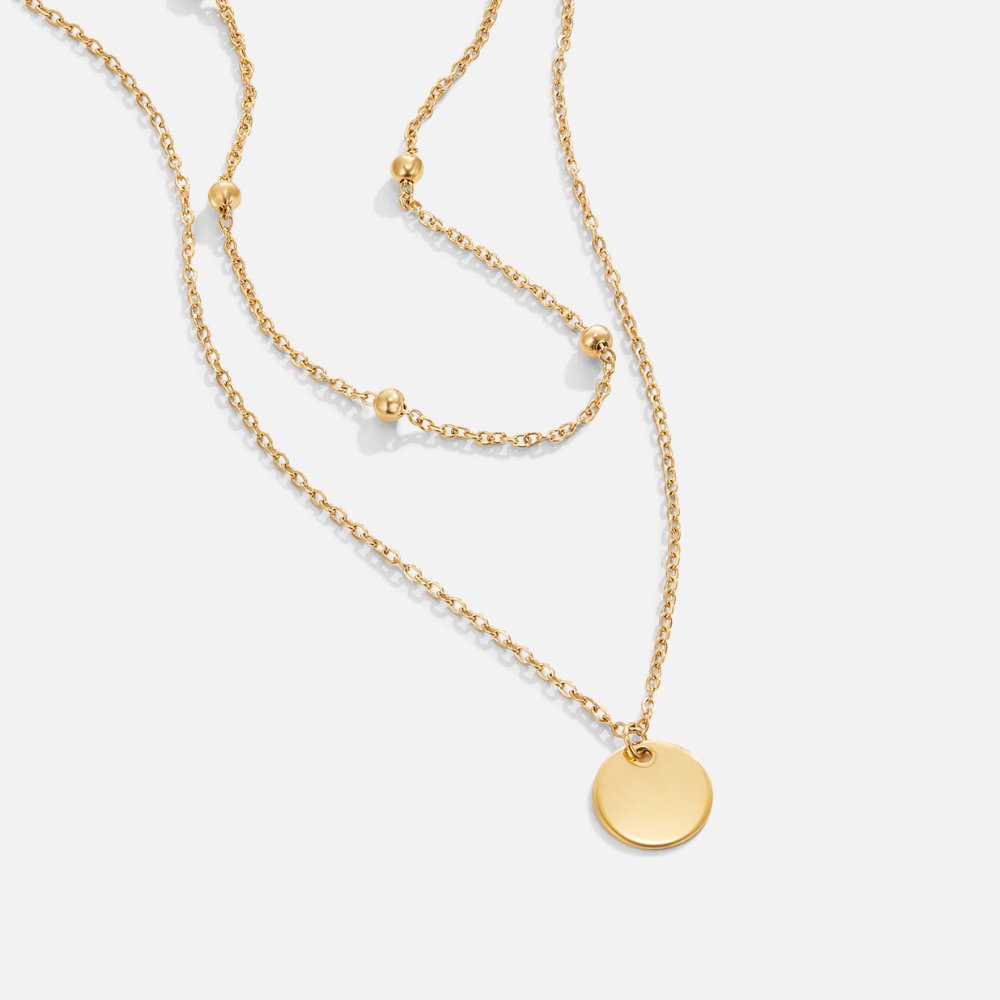 Gelaagde ketting met ronde bedel