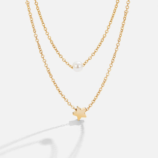 Gelaagde Ketting met Parel- en Sterhanger