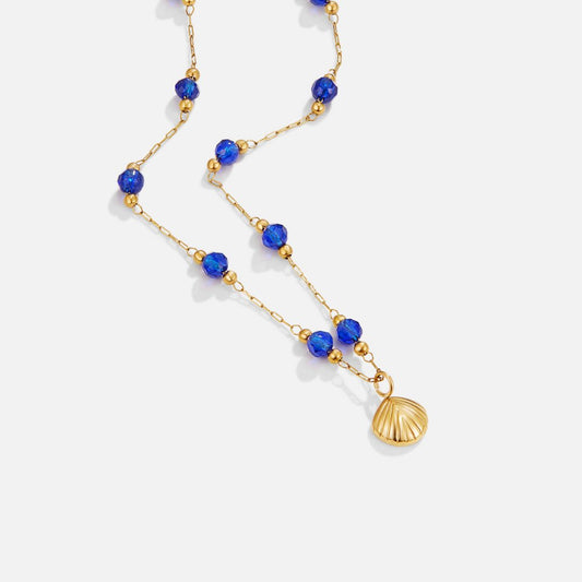 Ketting met Blauwe Kralen en Schelphanger