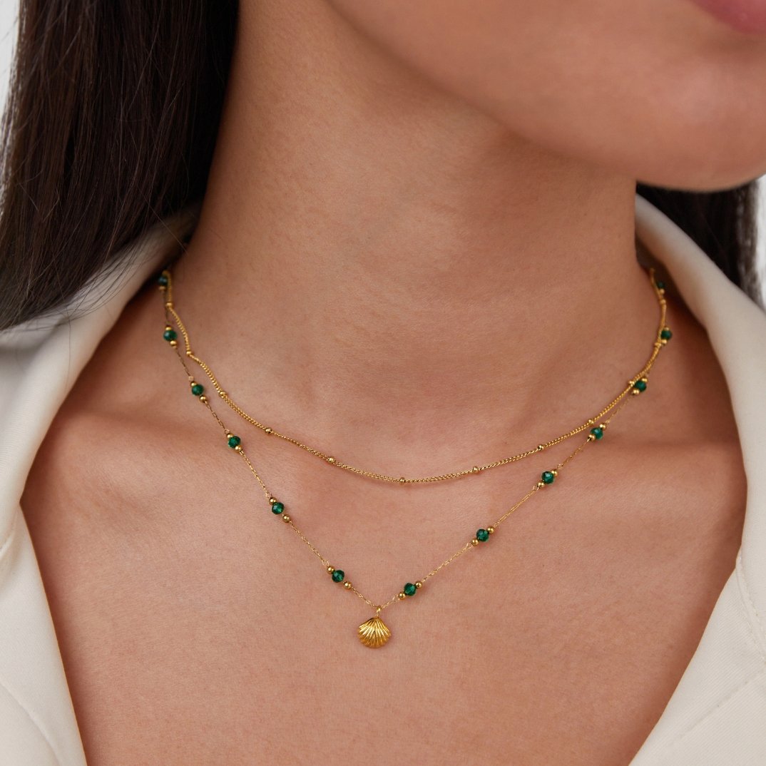 Ocean ketting met schelp en groene kralen