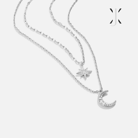Crescent Moon & Star Ketting - Zilver - Hemels en Symbolisch