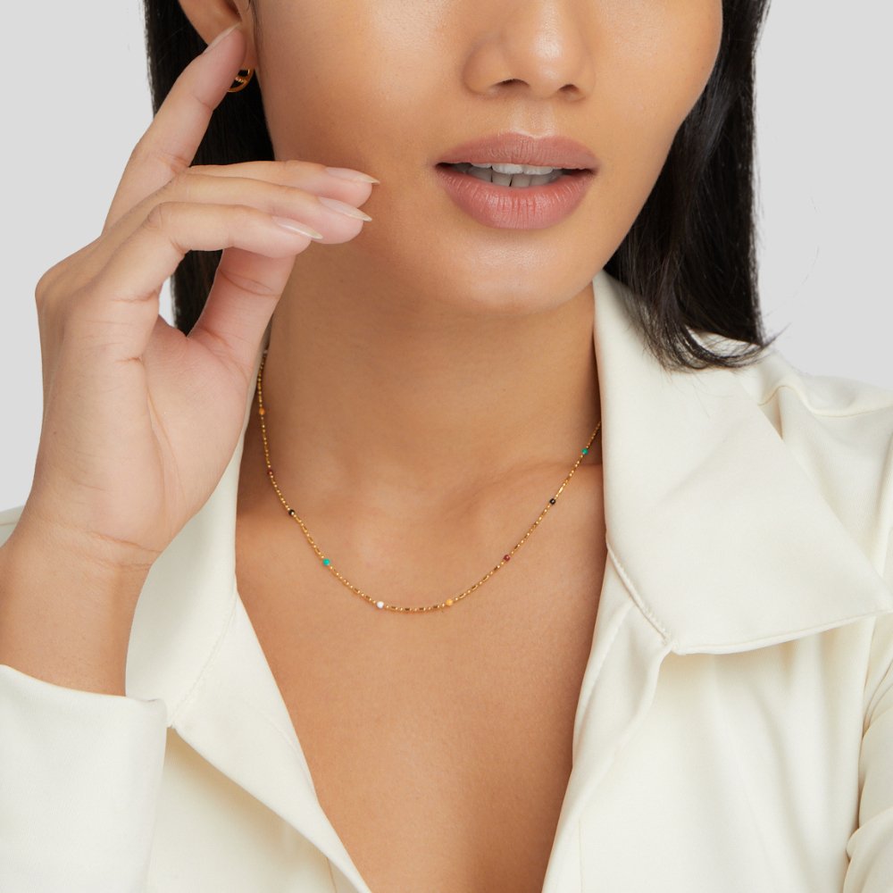 Minimalistische ketting met kleurrijke kralen