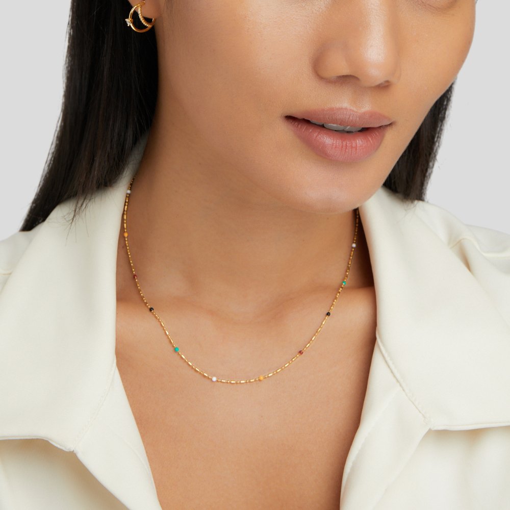 Minimalistische ketting met kleurrijke kralen